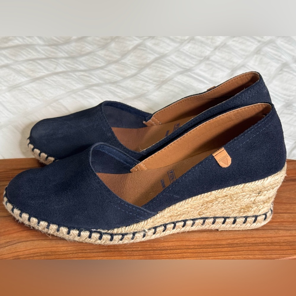 Verbenas Mamen  US 6 EU 37 Womens Navy Wedge Heel Slip On Espadrilles Blue Suede